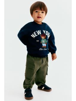 H&M - Boys Navy Blue Motif-Detail Sweatshirt