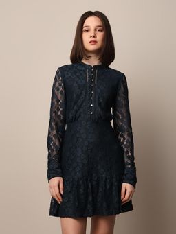 ONLY - Stand-Up Collar Lace Dress