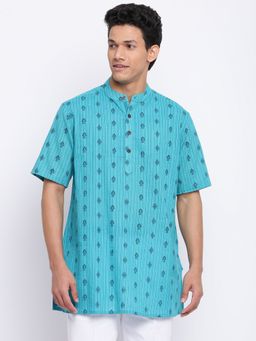 Fabindia - Blue Cotton Printed Kurta Short