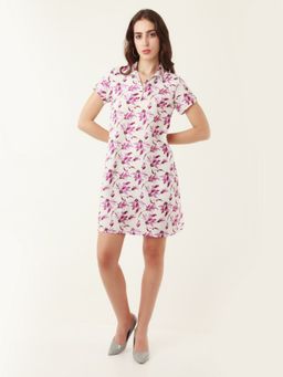 Zink London - Womens White Floral Mini Dress