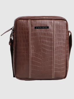 Police - Brown Croco Classy PU Leather Cross Body Bag for Mens