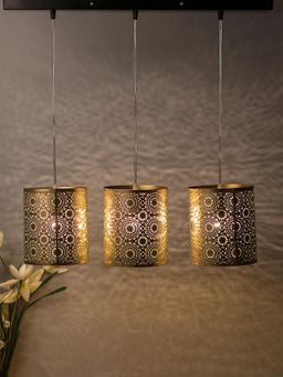 Homesake - Linear Chandelier Filigree Brass Moroccan Light