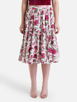Kazo - Printed Tiered Midi Skirt