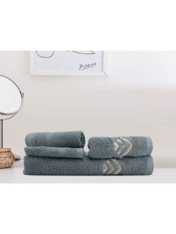 Lush & Beyond - Royal Blue Cotton 2 Face Towels, 1 Hand Towel and 1 Bath Towel Set (Set of 4) (XL)
