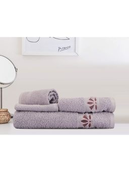 Lush & Beyond - Lavender Cotton 2 Face Towels, 1 Hand Towel and 1 Bath Towel Set (Set of 4) (XL)