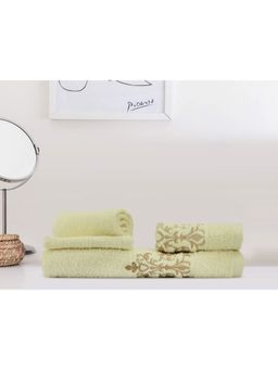 Lush & Beyond - Cream 2 Face Towels, 1 Hand Towel and 1 Bath Towel Set (Set of 4) (XL)