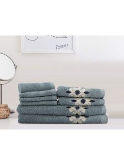 Lush & Beyond - Royal Blue Cotton 4 Face Towels, 2 Hand Towel and 2 Bath Towel Set (Set of 8) (XL)