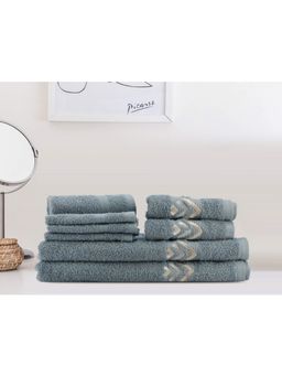 Lush & Beyond - Royal Blue Cotton 4 Face Towels, 2 Hand Towel and 2 Bath Towel Set (Set of 8) (XL)