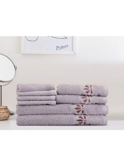 Lush & Beyond - Lavender Cotton 4 Face Towels, 2 Hand Towel and 2 Bath Towel Set (Set of 8) (XL)