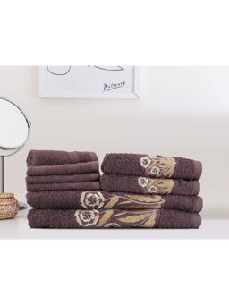 Lush & Beyond - Purple Cotton 4 Face Towels, 2 Hand Towel and 2 Bath Towel Set (Set of 8) (XL)