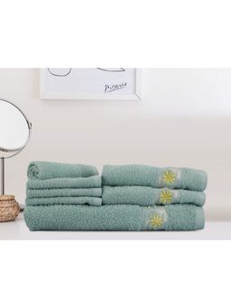 Lush & Beyond - Teal 4 Face Towels, 2 Hand Towel and 2 Bath Towel Set (Set of 8) (XL)