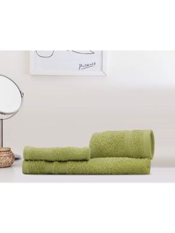 Lush & Beyond - Leaf Green Cotton Solid 2 Face Towels and 1 Hand Towel Set (Set of 3) (XL)