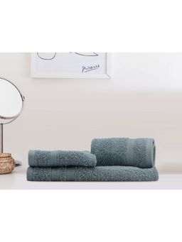 Lush & Beyond - Royal Blue Cotton 2 Solid Face Towels and 1 Hand Towel Set (Set of 3) (XL)