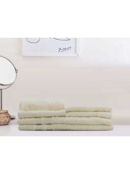 Lush & Beyond - Cream Cotton 4 Solid Face Towels and 2 Hand Towels Set (Set of 6) (XL)