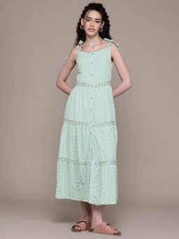 Freehand - Women Fit and Flared Solid Shoulder Straps Sleeveless Maxi Dress