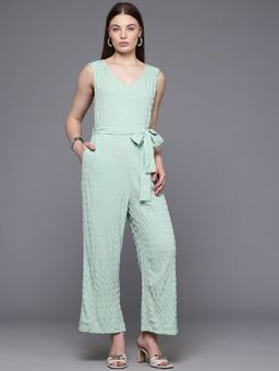 Freehand - Women Regular Fit Textured V-Neck Sleeveless Jumpsuit