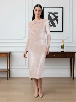 Freehand - Women Fitted Solid Round Neck Full Sleeves Bodycon Dress