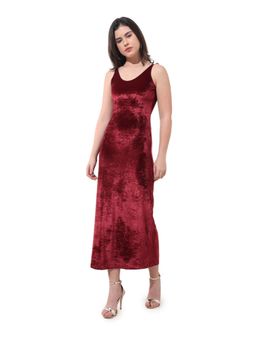 Freehand - Women Fit and Flared Solid V-Neck Sleeveless Slip Dress