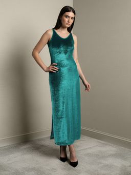 Freehand - Women Fit and Flared Solid V-Neck Sleeveless Slip Dress