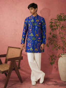 Vastramay - Boys Blue Muslin Digital Print Kurta With Pant