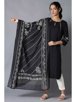 W - Black Floral Dupatta