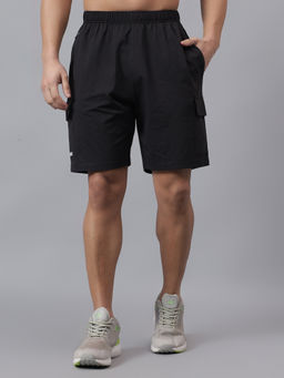 Dida - Black Polyester Solid Casual Shorts