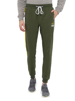 AM SWAN - Premium Cotton Solid Joggers In Green