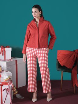 Muvazo - Xoxo Christmas Red Jacket with Pant (Set of 2)