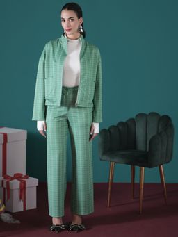 Muvazo - Plaid Of Love Green Co-Ord (Set of 2)