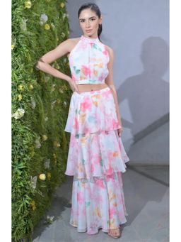 Ombrello - Printed Multi-Color Organza Layered Co-Ord (Set of 2)