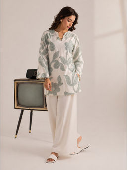LAALZARI - Sage Green Leaf Print Co-Ord Set