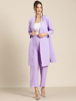 Qurvii - Purple Full Sleeves Regular Fit Co-Ord (Set of 2)
