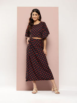 Qurvii - Red & Black Polka Dot Co-Ord (Set of 2)