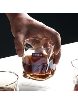 The Artment - Modern Art Double Bottomed Wave Whiskey Glasses (Pack of 4)