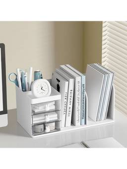 Cortina - Plastic Bookshelf Storage Organizer for Books Magazines CDs