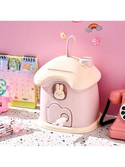 Cortina - Cartoon Mini Pink House Shaped Pretty Girl Money Saving Piggy Bank