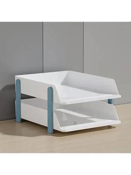 Cortina - 2 Tier File Organizer Premium Polystyrene Desk Rack Blue