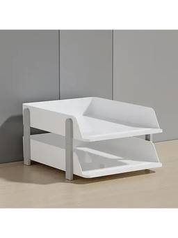 Cortina - 2 Tier File Organizer Premium Polystyrene Desk Rack Grey