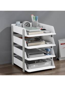 Cortina - 4 Tier File Organizer Premium Polystyrene Desk Rack Grey