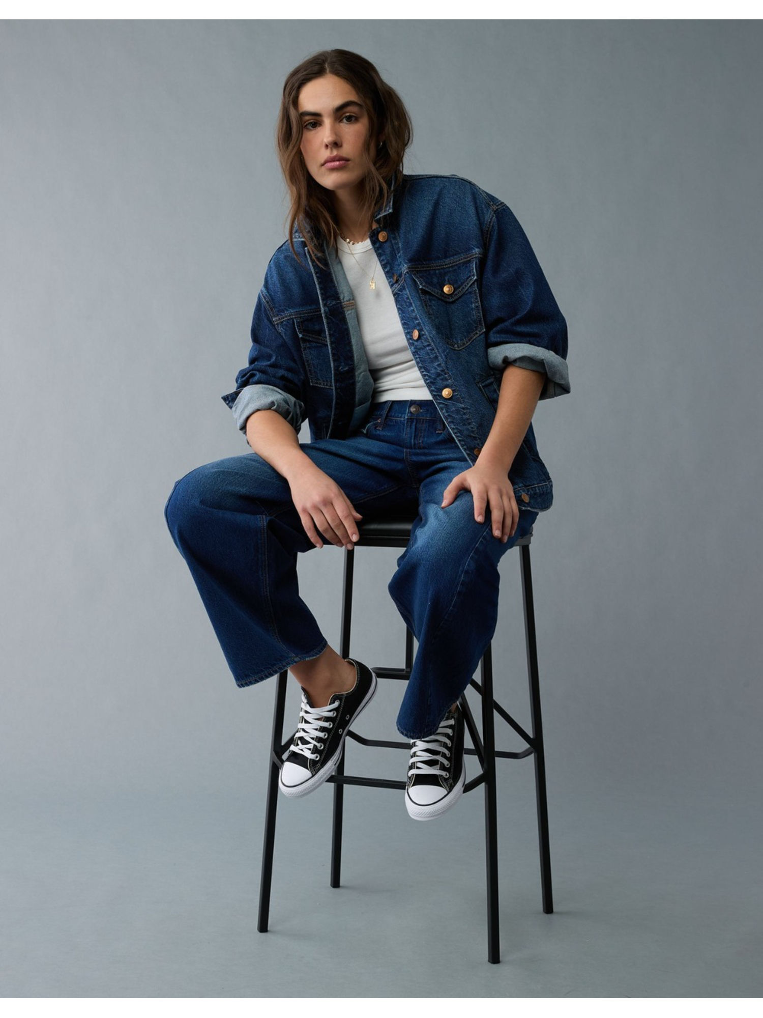 american eagle Women Blue Ex-Boyfriend Navy Blue Denim Jacket-picture-26