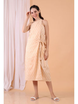 Tjori - Peach Cotton Wrap Dress
