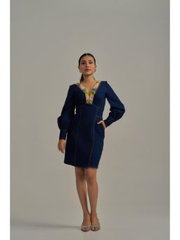 Neeti and Mudita - Indigo Bloom Denim Dress