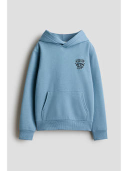 H&M - Boys Blue Print-Motif Brushed-Inside Hoodie