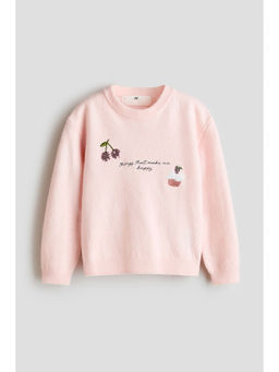 H&M - Girls Pink Motif-Detail Jumper