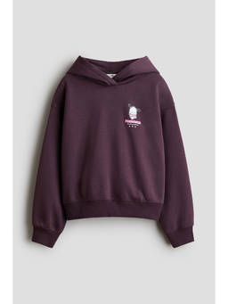 H&M - Girls Purple Print-Motif Brushed-Inside Hoodie