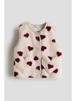 H&M - Girls Beige Patterned Teddy Gilet