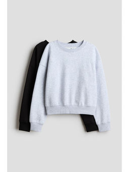 H&M - Girls Grey 2-Pack Brushed-Inside Sweatshirts