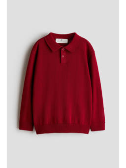 H&M - Boys Red Cotton Polo Jumper