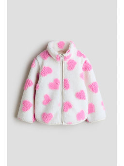 H&M - Girls White Patterned Teddy Jacket