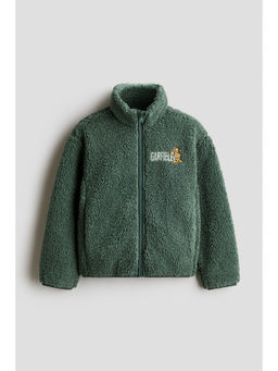 H&M - Boys Green Embroidery-Motif Teddy Jacket